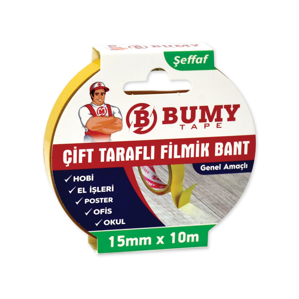 BUMY MFX9585 ÇIFT TARAFLI FILMIK BANT 15MM X10 MT SEFFAF